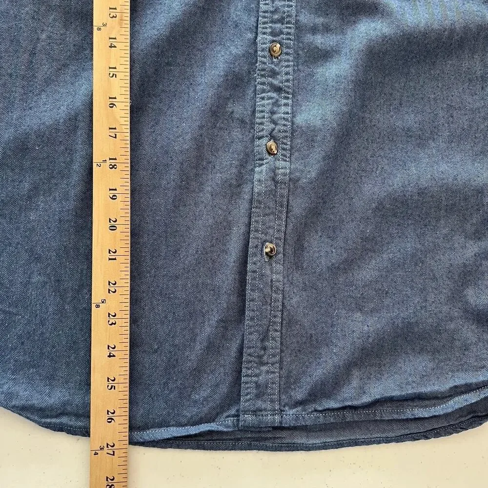 The North Face Shirt Mens Long Sleeve Pockets Button Front Western Cowboy Blue L